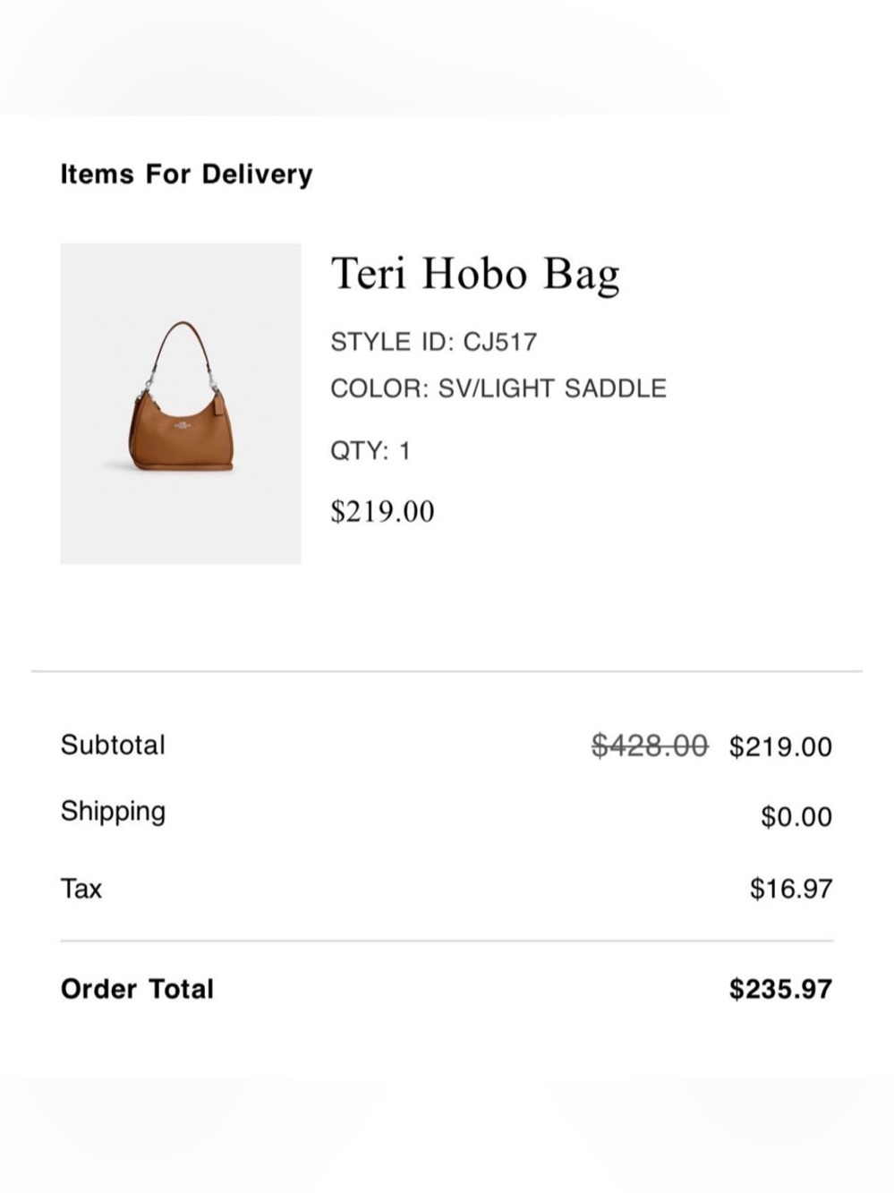 NWOT Coach Teri Hobo bag - Picture 9 of 10